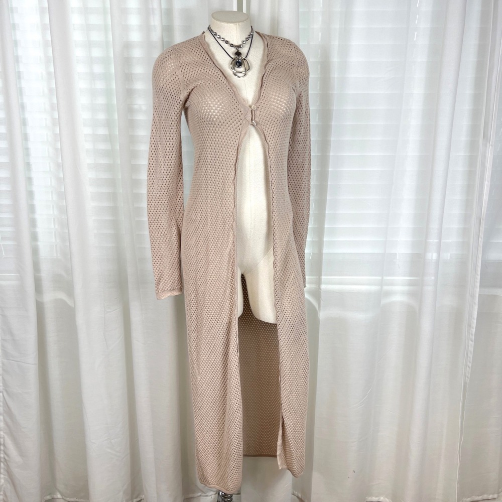 Womens Open Knit Longline Cardigan XS long sleeve Boho Beach Vacation Resort NWT